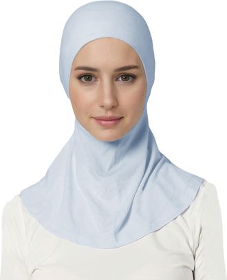 Lina & Lily Jersey Tie Back Hijab Underscarf with Neck Cover Full Coverage for Muslim Women (Baby Blue)