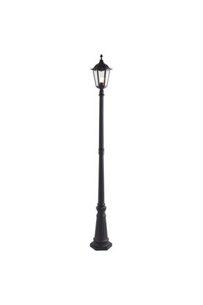 Netlighting Burford 1 Light Outdoor Floor Lamp Matt Black Paint Glass IP44 E27 in Clear