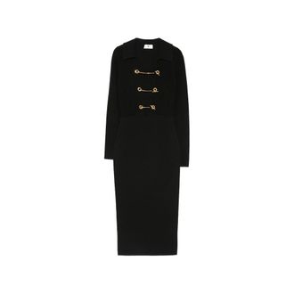 Elisabetta Franchi Toggle-fastening Ribbed-knit Midi Dress