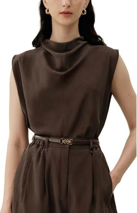 LilySilk Silk Habotai Sleeveless Top in Toffee at Nordstrom, Size X-Small