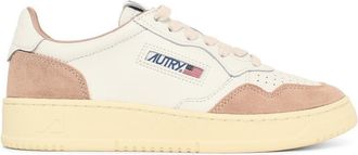 Autry Medalist Low White Leather Sneakers With Nude