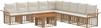 vidaXL Conjunto De Sof&aacute;s De Jard&iacute;n 10 Uds. Natural Y Crema Vidaxl