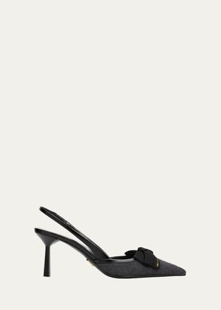 Prada 75mm Cashmere Ribbon Slingback Pumps