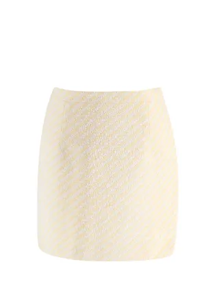Alessandra Rich Yellow Striped Tweed Mini Skirt Size XS