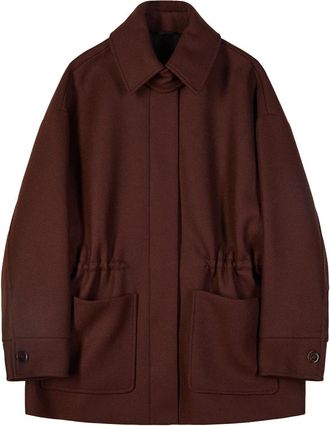 Patrizia Pepe Wol-kasjmier Parka - Dames - Parka Jassen - Bruin - M - Wol - Jassen