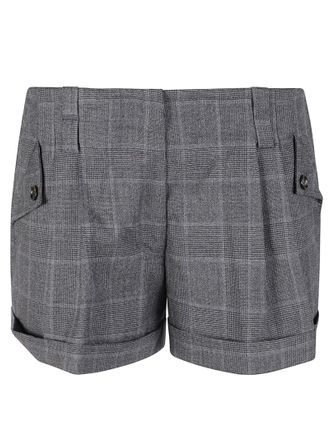 John Richmond Oliofi Tailored Checkered Cotton Shorts