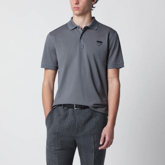 Prada Steel grey cotton piqu&eacute; polo shirt