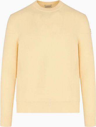 Moncler Mens TONAL LOGO SWEATER - Cream - Size: 40