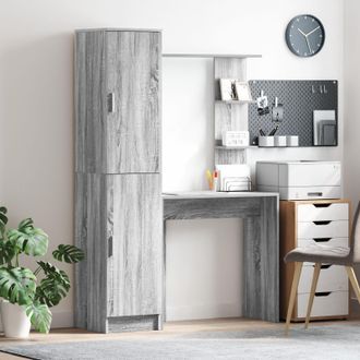 Berkfield Home Desk with Storage Grey Sonoma Engineered Wood