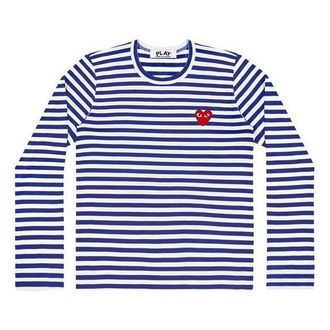 Comme Des Garçons Striped Big Heart Long-Sleeve T-Shirt Blue/White AZ-T164-051-2