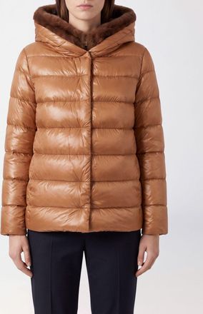 Herno Piumino idrorepellente in nylon con cappuccio in shearling