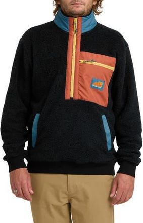 Billabong Boundary Peak Colorblock Fleece Zip-Up Jacket in Black at Nordstrom Rack, Size Medium