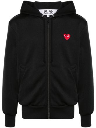 Comme Des Gar&ccedil;ons Black Logo zipped cotton hoodie