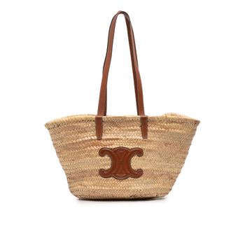 Celine Large Raffia Cuir Triomphe Classic Panier Tote