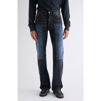 Acne Studios 2010 M Patchwork Straight Leg Jeans in Black at Nordstrom, Size Xx-Large