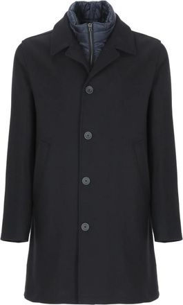 Herno Klassieke Blauwe Wollen Jas - Heren - Mantel - Blauw - 2XL - Wol - Jassen