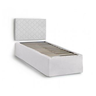 Dmora Dmora - Cama Individual Dbertin, Juego De Cabecero En Ecopiel Con Base Ortop&eacute;dica Y Cenefa, 100% Made In Italy, Adecuado Para Cama Individual, Para Co