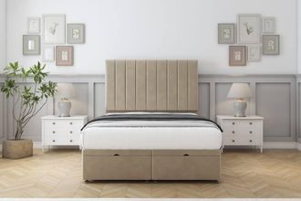 Sloomy Kansas Coniston Ottoman Bed Set With 54 Floor Standing Headboard in Cream | Size: Single