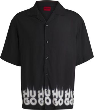 HUGO BOSS Oversize-fit shirt with smoke logo-print hem