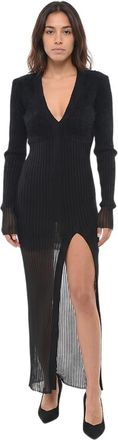 The Attico Black V Neck Maxi Dress