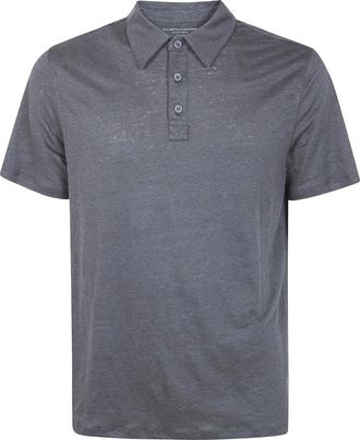 Majestic Filatures Polo shirt met korte mouwen - Heren - Polos - Grijs - M - Linnen - Tops