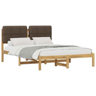 vidaXL Letto Con Testiera Rivestita Bianco Lavato E Taupe 160 X 200 Cm Vidaxl