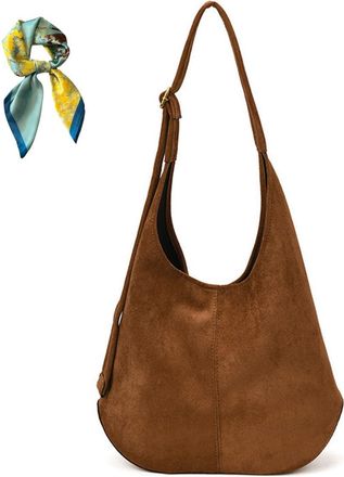 Generic Women Simple Commute Underarm Suede Purse,Brown Slouchy Hobo Shoulder Bags,Trendy Fall Crossbody Bag Travel Work (Brown)