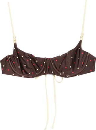 Frankies Bikinis Cola Polka-dot Underwired Bikini Top