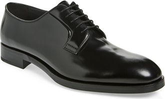 Prada Formale Spazzolato Plain Toe Derby in Nero at Nordstrom, Size 10.5Us