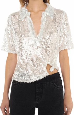 CHRISTOPHER ESBER Opaline Sequin Polo In Glisten Clear