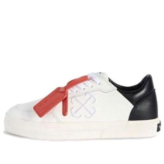 Off-white (WMNS) Off-White New Low Vulcanized Leather Sneakers White Black OWIA288S24LEA0010110