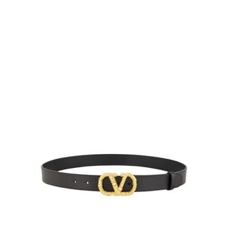 Valentino Garavani VLogo Crystals Riem - Dames - Riemen - Zwart - 85 CM - Leer - Accessoires