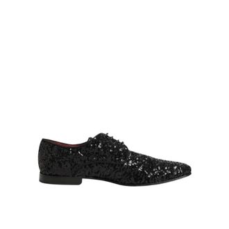 Dolce & Gabbana Business Shoes, male, Black, Size: 11 US Sequined Derby Shoes