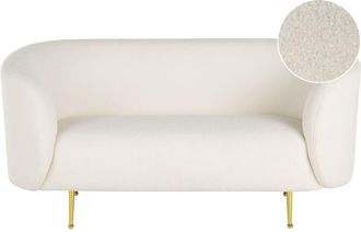 Beliani Sofá de 2 plazas 2 personas de bouclé blanco