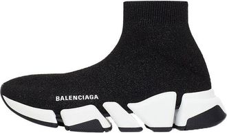 Balenciaga (WMNS) Balenciaga Speed 2.0 Sneakers Black Shiny Knit with White Sole Unit 636833W2DC11091