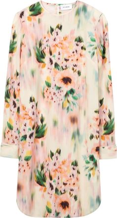 St. John floral-print mini dress - women - Silk/Rayon - 10 - White