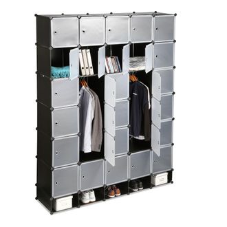 Relaxdays Armario Modular Xxl Con 25 Compartimentos, Pl&aacute;stico, Negro, 234 X 180 X 46.5 Cm