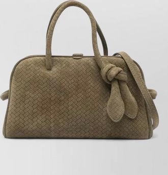 Jacquemus petit turismo woven suede tote bag