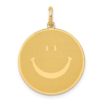 Diamond2Deal 14k Yellow Gold Solid Polished Smiley Face Pendant