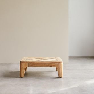 Tikamoon Mesa de centro cuadrada de teca maciza reciclada