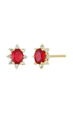 Bony Levy El Mar Ruby & Diamond Stud Earrings in 18K Yellow Gold Ruby at Nordstrom