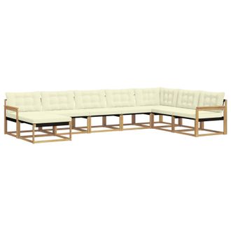 vidaXL Conjunto De Sof&aacute;s De Exterior Con Coj&iacute;n 8 Pcs Blanco Y Crema Vidaxl