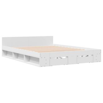 Berkfield Home Modern Bed Frame with Drawers without Mattress White 140x190 cm
