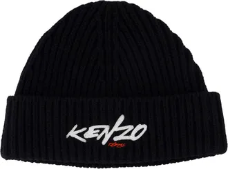 Kenzo Unisex Ff68bu230kwb-99 Nylon Ribbed Beanie Black
