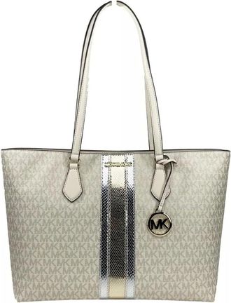 Michael Kors Tassen, Dames, Beige, ONE Size, Leer, Stijlvolle Grote Tote Tas met Ritsvak