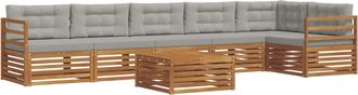 vidaXL Conjunto De Sof&aacute;s De Exterior 7 Uds. Gris Natural Y Claro Vidaxl