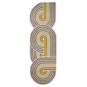 Flair Rugs Alfombra de lana de pasillo verde, rosa, amarillo y violeta 80x300cm