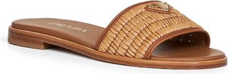 Prada Womens Slide Sandals Camel Leather Calf