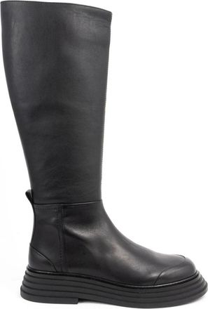Sergio Moretti Zwarte Lange Laarzen - Dames - Hoge Laarzen - Zwart - 39 EU - Leer - Schoenen