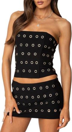 Edikted Arlette Grommet Strapless Corset Top in Black at Nordstrom, Size X-Small